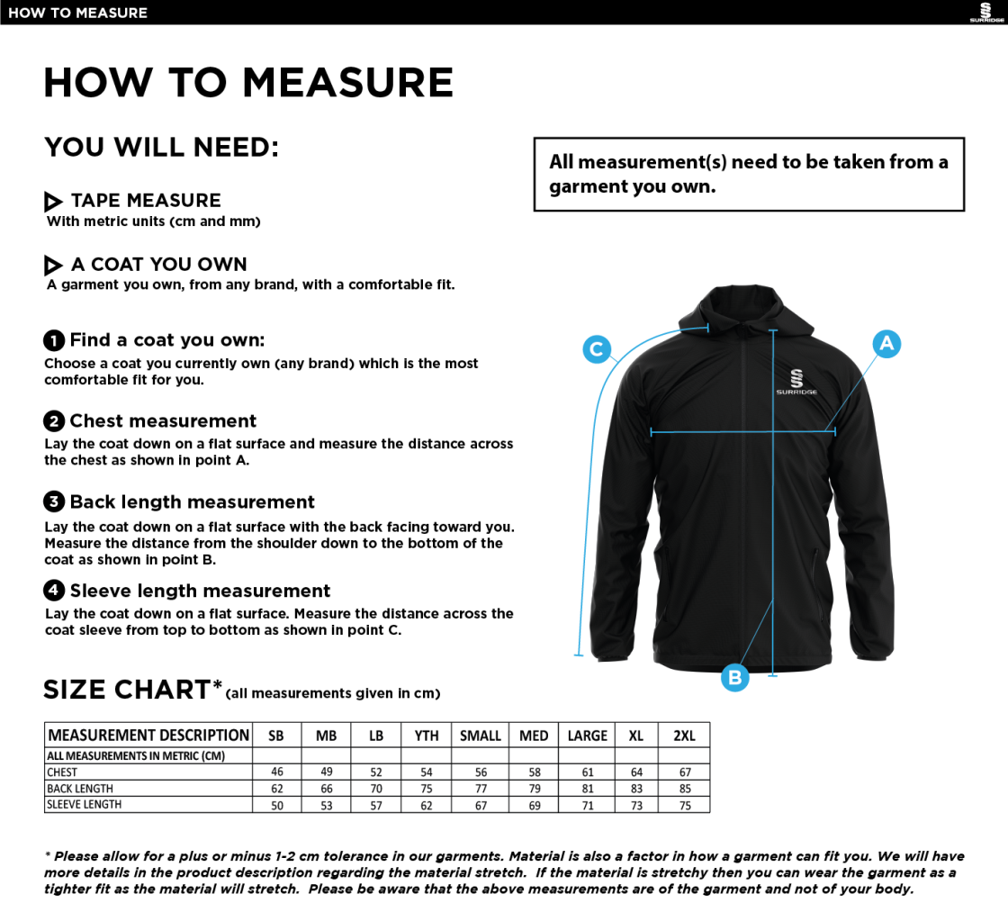 KNIGHTS CC Dual Elite 1/4 Zip Hoody / Rain Jacket : Navy - Size Guide