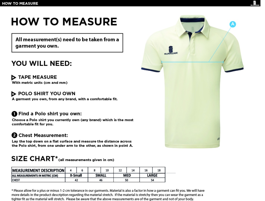 KNIGHTS CC Dual Cricket Shirt Short Sleeve Womens - Size Guide