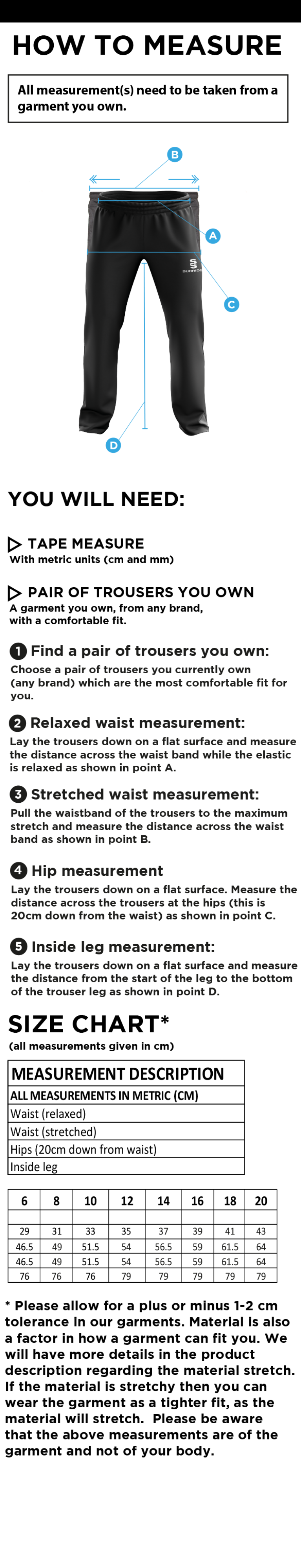 KNIGHTS CC Classic Tracksuit Pant 3/4 Zip Length Navy Female - Size Guide