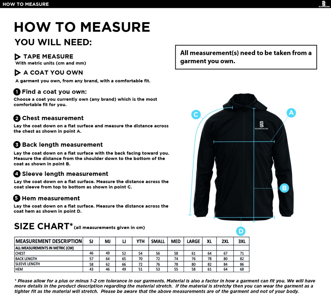 KNIGHTS CC Dual Elite 1/4 Zip Hoody / Rain Jacket : Navy - Size Guide
